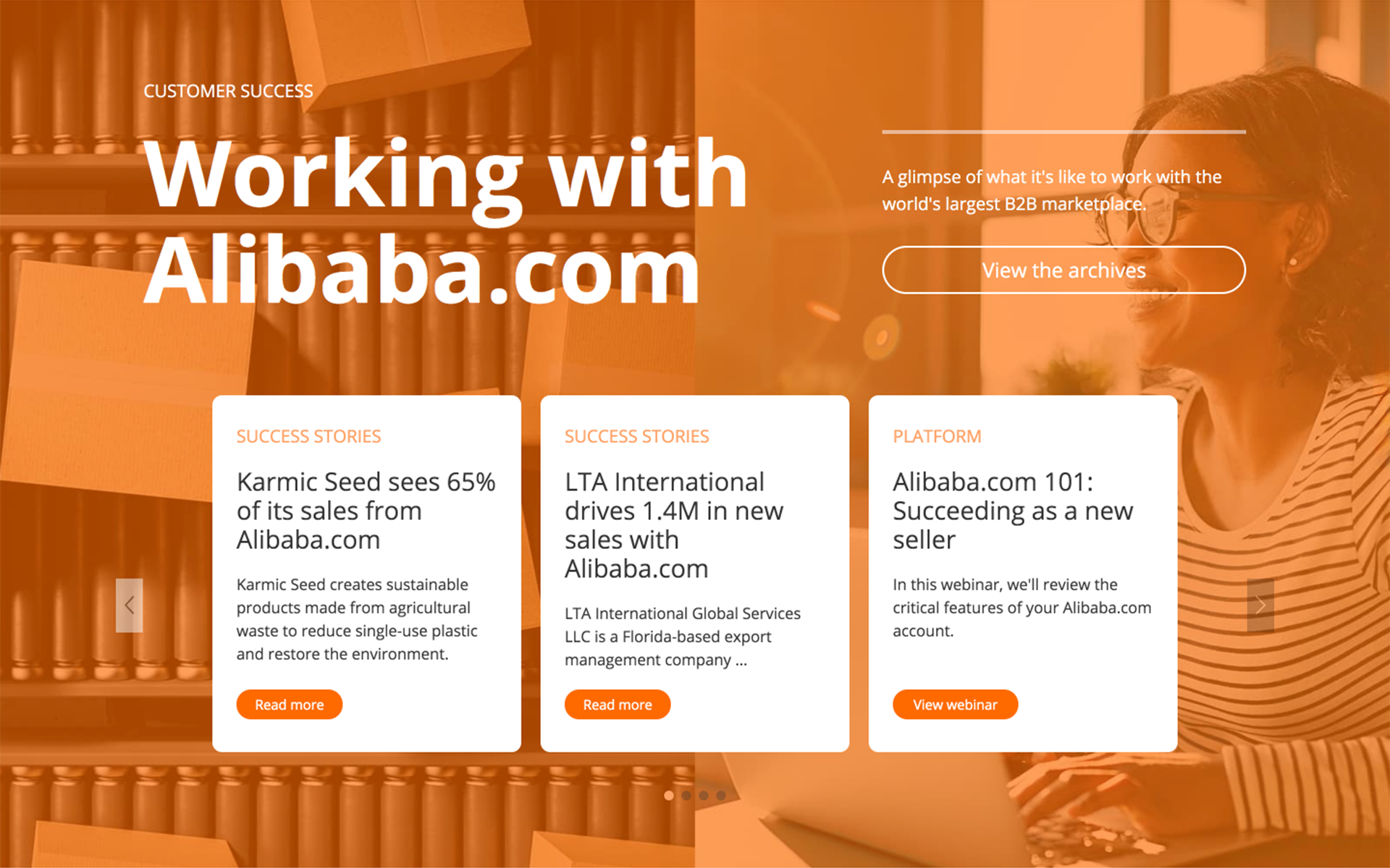 Alibaba.com Build Up customer success section in Phase 1