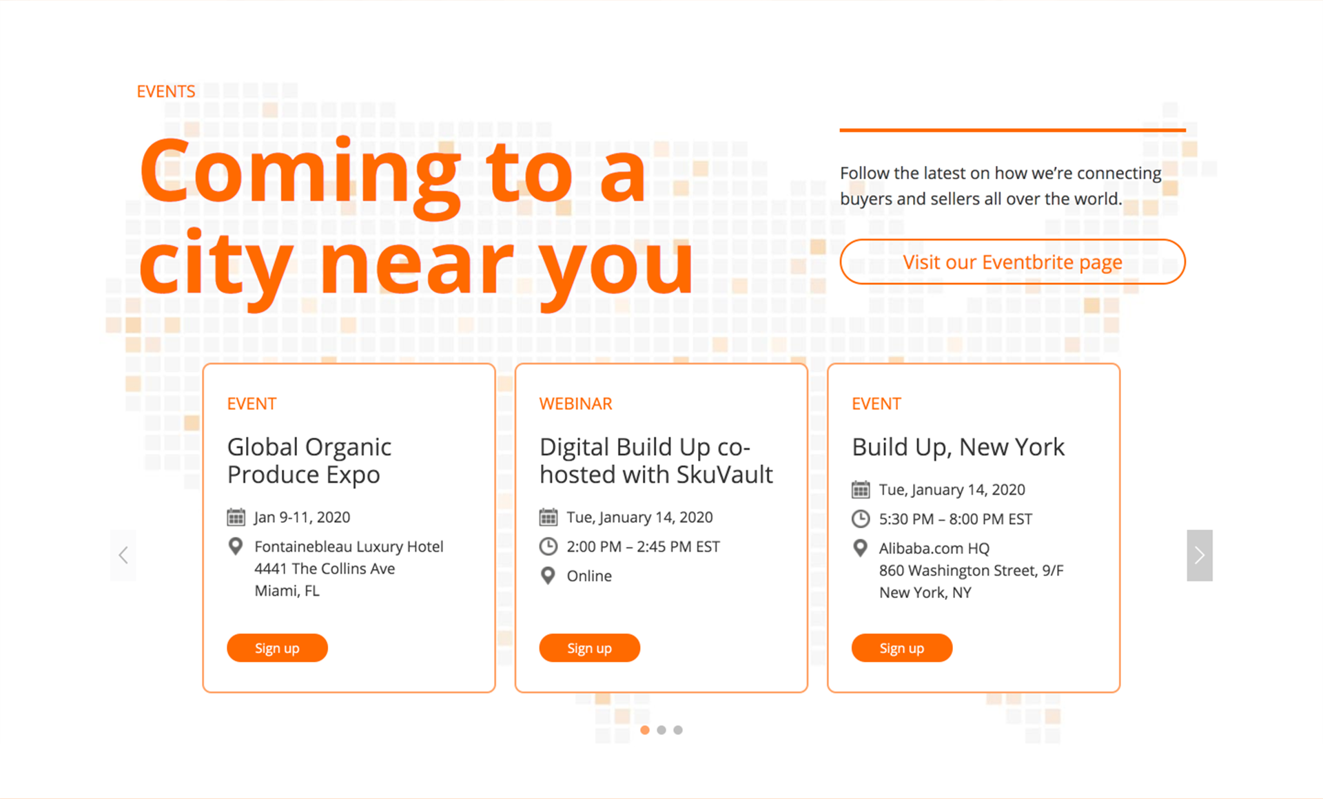 Alibaba.com Build Up events section in Phase 1
