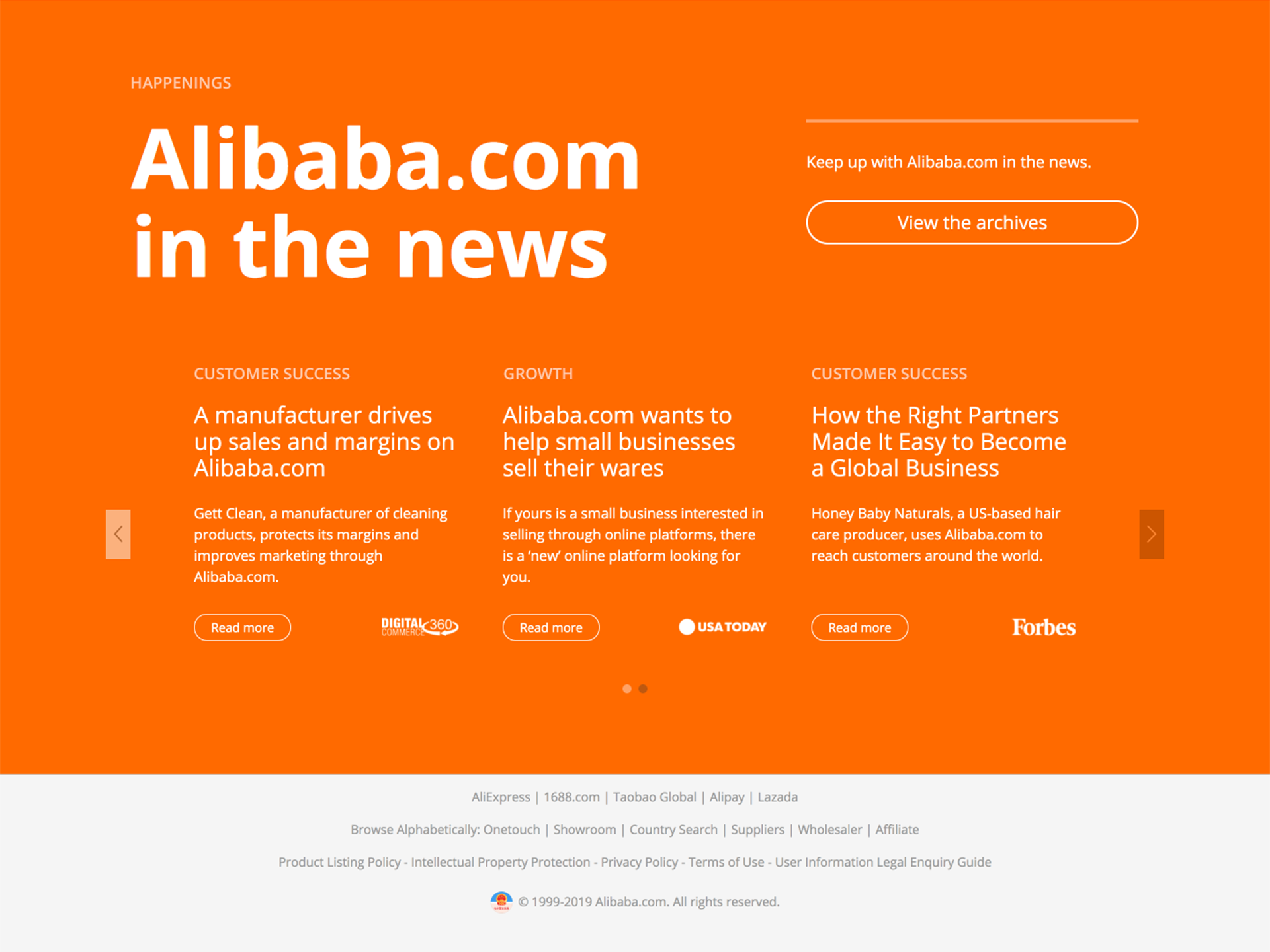 Alibaba.com Build Up news section in Phase 1